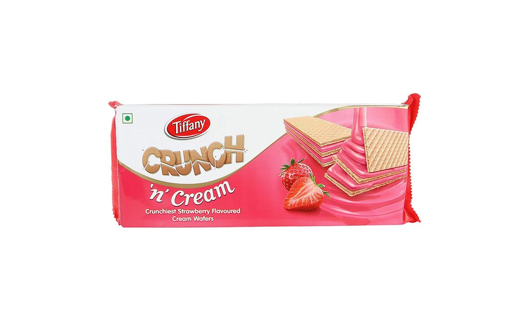 Tiffany Crunch 'n' Cream Crunchiest Strawberry Flavoured Cream Wafers   Pack  150 grams